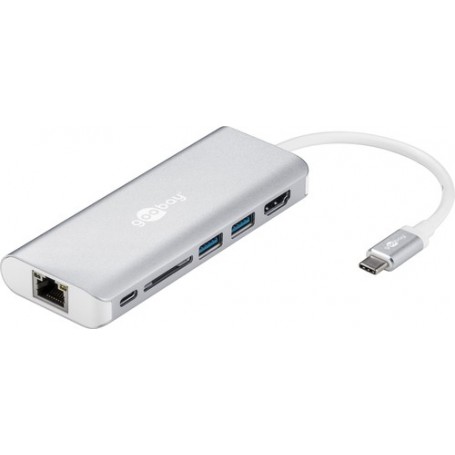 Goobay 76788 hub di interfaccia USB 3.2 Gen 1 (3.1 Gen 1) Type-A 5000 Mbit/s Argento, Bianco (76788)