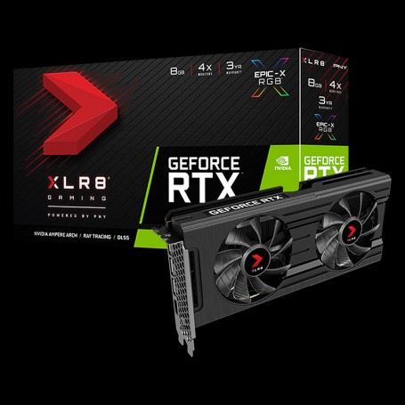 PNY GeForce RTX 3050 XLR8 Gaming Revel Epic-X RGB Dual Fan Edition, 8GB GDDR6, HDMI, 3x DP VCG30508DFXPPB (VCG30508DFXPPB_PROMO)