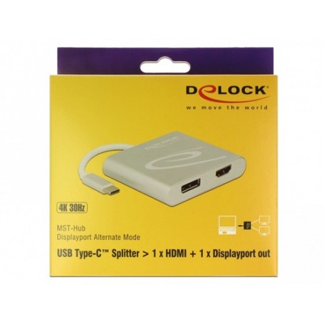 DeLOCK 87716 cavo e adattatore video 0,1 m USB tipo-C HDMI + DisplayPort Argento (87716)