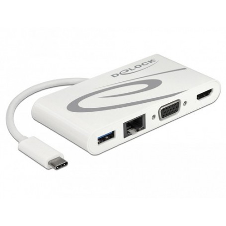 DeLOCK 87731 hub di interfaccia USB 3.2 Gen 1 (3.1 Gen 1) Type-C Grigio, Bianco (87731)