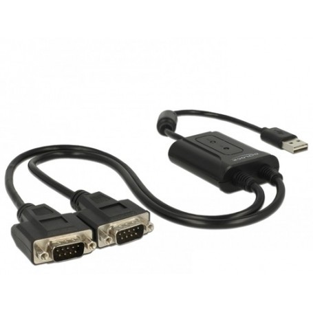 DeLOCK 63950 cavo seriale Nero 0,6 m USB 2.0 Type-A 2 x RS-232 DB9 (63950)