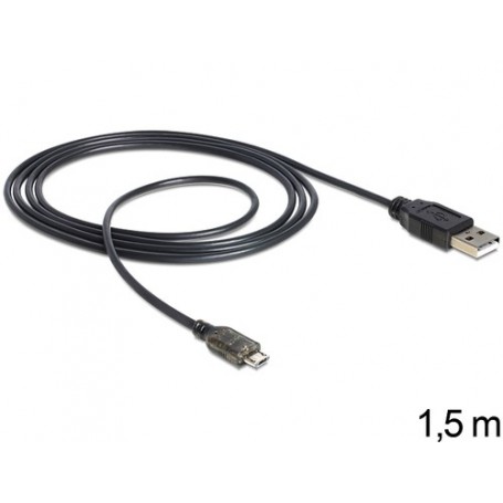 DeLOCK USB 2.0-A - USB micro-B, 1.5m cavo USB 1,5 m USB A Micro-USB B Nero (83272)