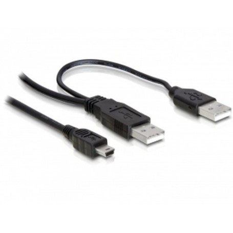 DeLOCK 2x USB2.0-A male / USB mini 5-pin cavo USB 1 m USB A Mini-USB B Nero (82447)