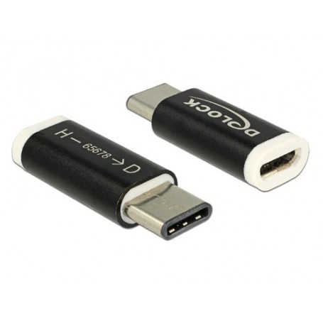 DeLOCK 65678 adattatore per inversione del genere dei cavi USB 2.0-C USB 2.0 Micro-B Nero, Bianco (65678)