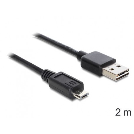 DeLOCK EASY-USB 2.0-A - USB 2.0 micro-B, 2m cavo USB USB A Micro-USB B Nero (83367)