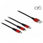 DeLOCK 85892 cavo USB 1 m USB 2.0 USB A USB C/Micro-USB B/Lightning Nero, Rosso (85892)
