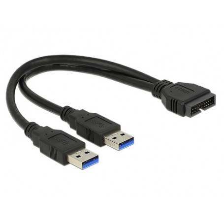 DeLOCK 0.25m USB3.0/2xUSB3.0 cavo USB 0,25 m USB 3.2 Gen 1 (3.1 Gen 1) 2 x USB A Nero (83910)