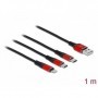 DeLOCK 86709 cavo USB 1 m USB 2.0 USB A USB C/Lightning Nero, Rosso (86709)