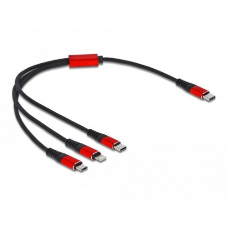 DeLOCK 86710 cavo USB 0,3 m USB 2.0 USB C USB C/Micro-USB B/Lightning Nero, Rosso (86710)