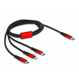 DeLOCK 86711 cavo USB 1 m USB 2.0 USB C USB C/Micro-USB B/Lightning Nero, Rosso (86711)