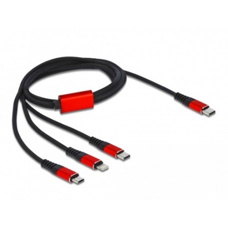 DeLOCK 86711 cavo USB 1 m USB 2.0 USB C USB C/Micro-USB B/Lightning Nero, Rosso (86711)