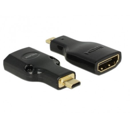 DeLOCK HDMI Micro-D/HDMI-A, M/F, 4K Micro-HDMI Nero (65664)