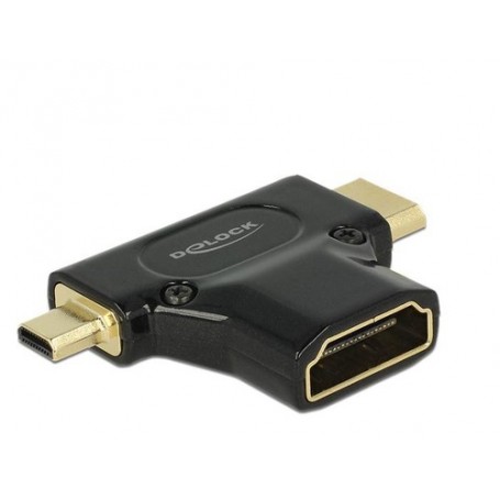 DeLOCK HDMI-A/HDMI Mini-C+ Micro-D, F/M+M Mini-HDMI + Micro-HDMI Nero (65666)
