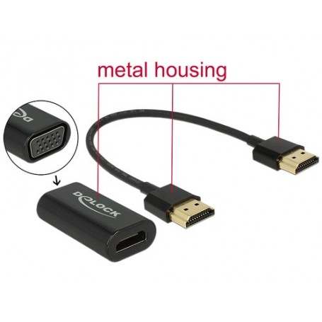 DeLOCK 0.15m, HDMI/VGA 0,15 m VGA (D-Sub) Nero (65667)