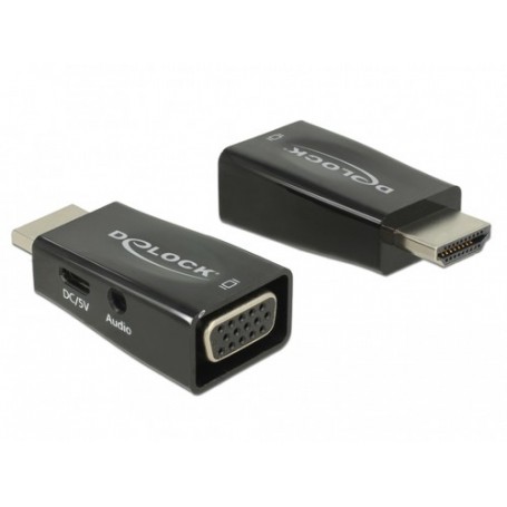 DeLOCK 65901 adattatore per inversione del genere dei cavi HDMI A VGA & 3.5 mm Audio Nero (65901)