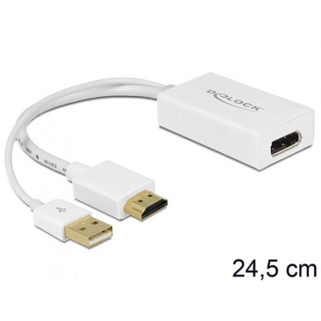 DeLOCK 62496 cavo e adattatore video 0,245 m HDMI-A, USB-A Displayport Bianco (62496)