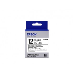 Epson Nastro fondo Bianco per testo Nero, altamente adesivo 12/9 LK-4WBW (C53S654016)