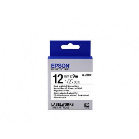 Epson Nastro fondo Bianco per testo Nero, altamente adesivo 12/9 LK-4WBW (C53S654016)