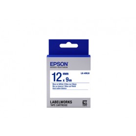 Epson Nastro fondo Standard bianco per testo Blu 12/9 LK-4WLN (C53S654022)