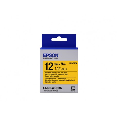 Epson Nastro fondo Pastello Giallo per testo Nero, altamente adesivo 12/9 LK-4YBW (C53S654014)