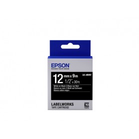 Epson Nastro fondo Lucido Nero per testo Bianco 12/9 LK-4BWV (C53S654009)