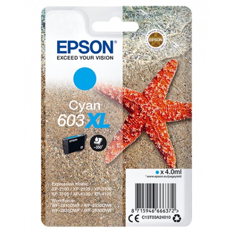 Epson Singlepack Cyan 603XL Ink (C13T03A24010)