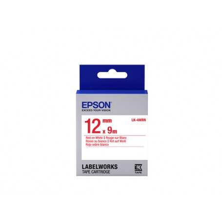 Epson Nastro fondo Standard Bianco per testo Rosso 12/9 LK-4WRN (C53S654011)
