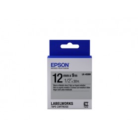 Epson Nastro fondo Argento per testo Nero 12/9 LK-4SBM (C53S654019)