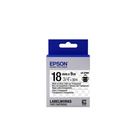 Epson Nastro fondo Trasparente per testo Nero 18/9 LK-5TBN (C53S655008)