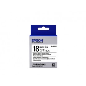 Epson Nastro fondo Bianco per testo Nero, altamente adesivo 18/9 LK-5WBW (C53S655012)