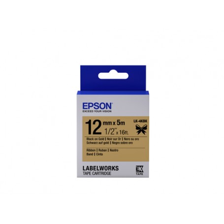 Epson Nastro satinato per etichettatrici LK-4KBK nero/oro 12 mm (5 m) (C53S654001)