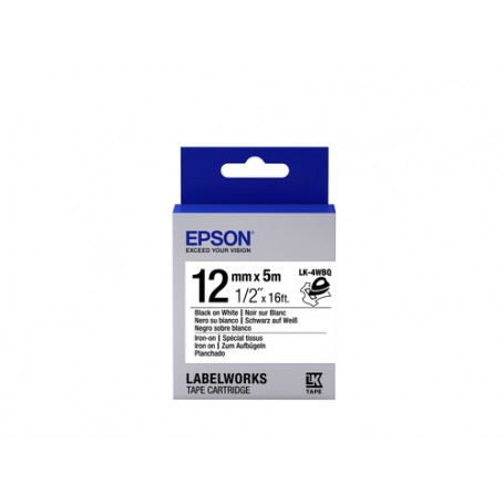 Epson Nastro fondo Bianco per testo Nero, Iron On 12/5 LK-4WBQ (C53S654024)