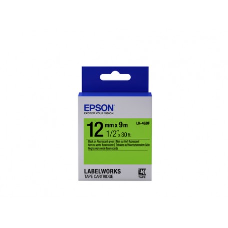 Epson Nastro fondo Fluorescente Verde per testo Nero 12/9 LK-4GBF (C53S654018)