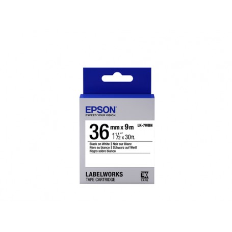 Epson Nastro fondo Standard Bianco per testo Nero 36/9 LK-7WBN (C53S657006)