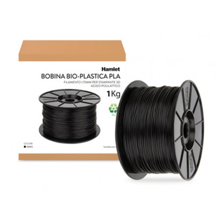 Hamlet Bobina di filamento per stampanti 3D Bio-Plastica Nero da 1kg (HP3DXPLABK)