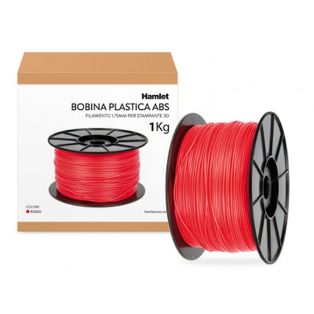 Hamlet Bobina di filamento per stampanti 3D 3DX100 in ABS Rosso da 1kg (HP3DXROLRD)