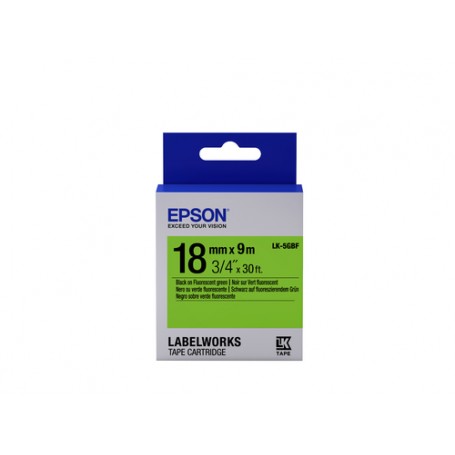 Epson Nastro fondo Fluorescente Verde per testo Nero 18/9 LK-5GBF (C53S655005)