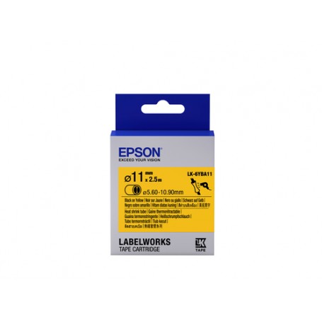 Epson Guaina Termorestringente Gialla per testo Nero, Heat Srink Tube D11mm/2,5 LK-6YBA11 (C53S656904)