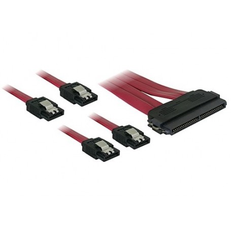 DeLOCK Cable SAS 32pin  4x SATA metal (SFF 8484 - 4x SATA) 50cm cavo SATA 0,5 m Rosso (83044)