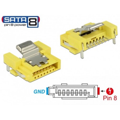 DeLOCK 89887 cavo di collegamento SATA Nichel, Giallo (89887)