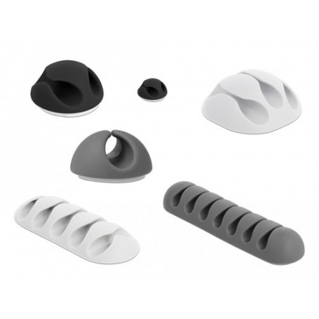 DeLOCK 18300 organizer per cavi Scrivania/Parete Supporto per cavo Nero, Grigio, Bianco 6 pz (18300)
