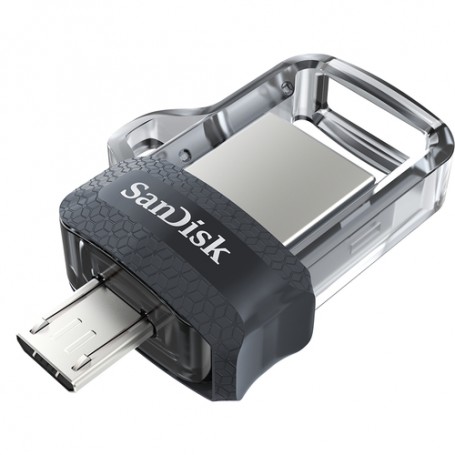 SanDisk Ultra Dual m3.0 unità flash USB 16 GB USB Type-A / Micro-USB 3.2 Gen 1 (3.1 Gen 1) Nero, Argento, Tras (SDDD3-016G-G46)