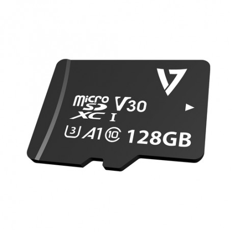 V7 Scheda Micro SDXC U3 V30 A1 CL10 UHD da 128 GB + adattatore (VPMD128GU3)