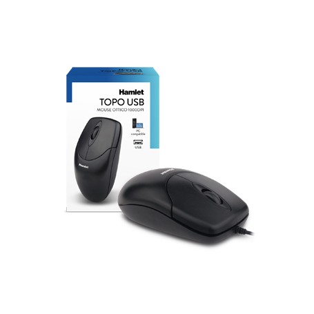 Hamlet Topo usb mouse ottico a 1000dpi 2 tasti e scroll (XMICEU2)