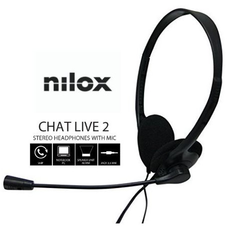 Nilox CHAT LIVE 2 Cuffie Auricolare Connettore 3.5 mm Nero (NXCM0000004)