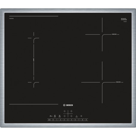 Bosch Serie 6 PVS645FB5E piano cottura Nero, Acciaio inossidabile Da incasso 60 cm Piano cottura a induzione 4 Forn (PVS645FB5E)
