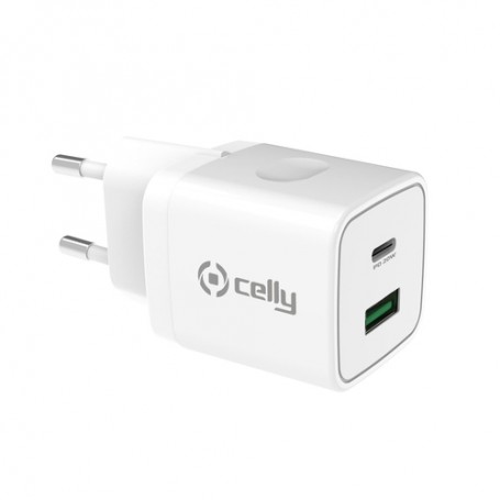 Celly TC2USBUSBC20WWH Caricabatterie per dispositivi mobili Bianco Interno (TC2USBUSBC20WWH)
