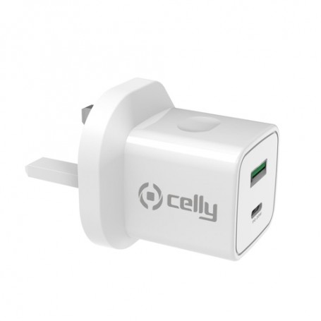 Celly TC2USBUSBC20WUK Caricabatterie per dispositivi mobili Bianco Interno (TC2USBUSBC20WUK)