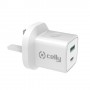 Celly TC2USBUSBC20WUK Caricabatterie per dispositivi mobili Bianco Interno (TC2USBUSBC20WUK)