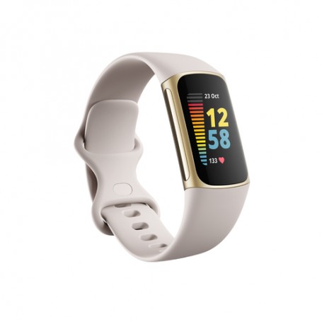 Fitbit Charge 5 Braccialetto per rilevamento di attività Oro, Bianco (FB421GLWT)